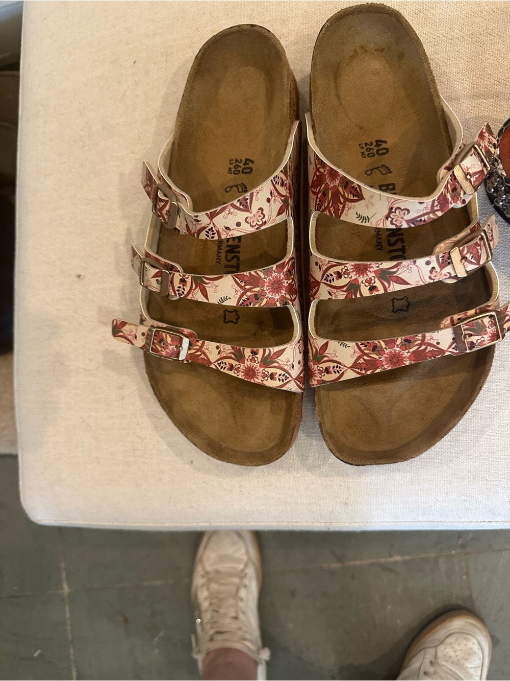 BirkenstockFloral Triple-Strap Sandals — Pink and White Floral